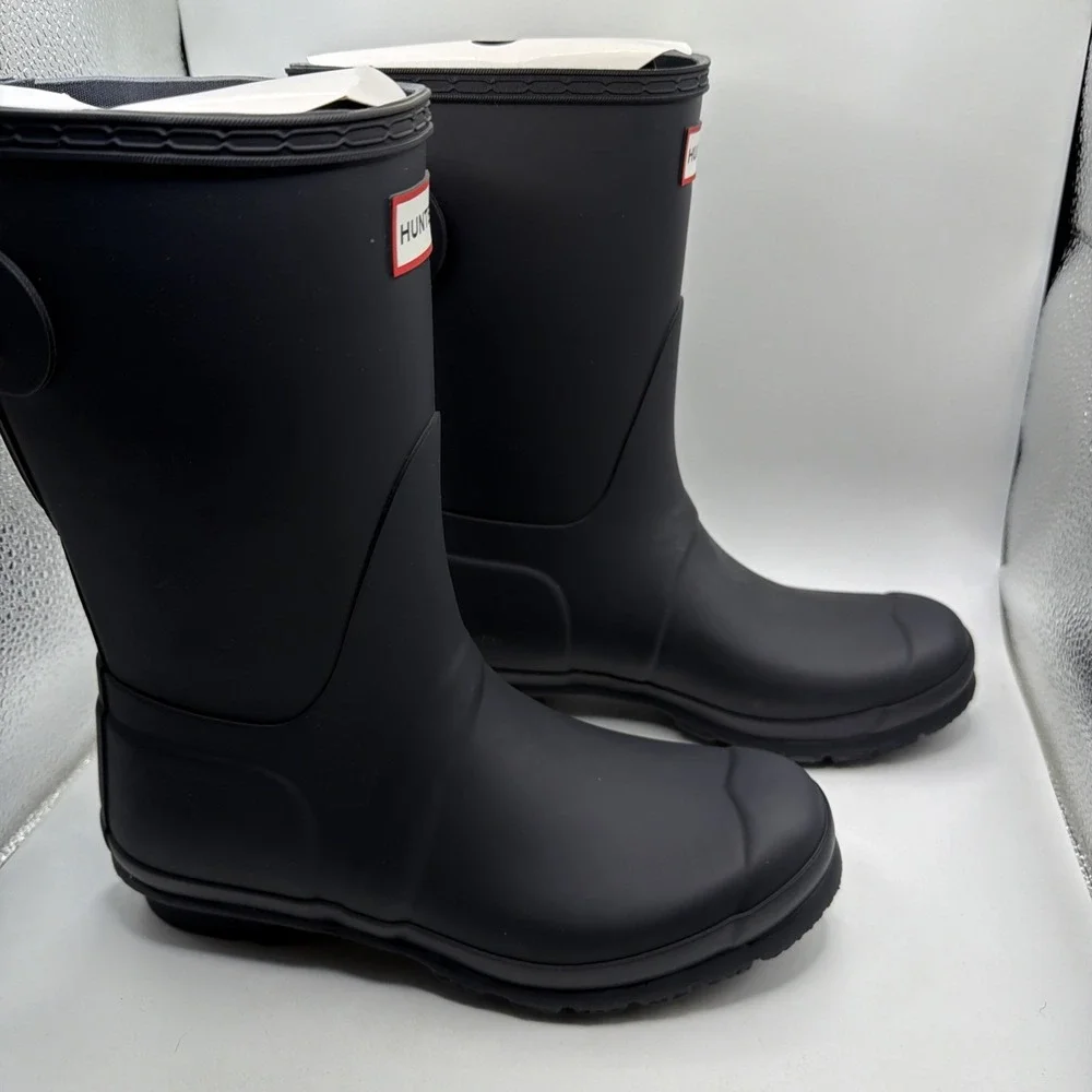 Hunter Original women's Back Adjustable Short Boots Black Outdoor Buckle. size 6